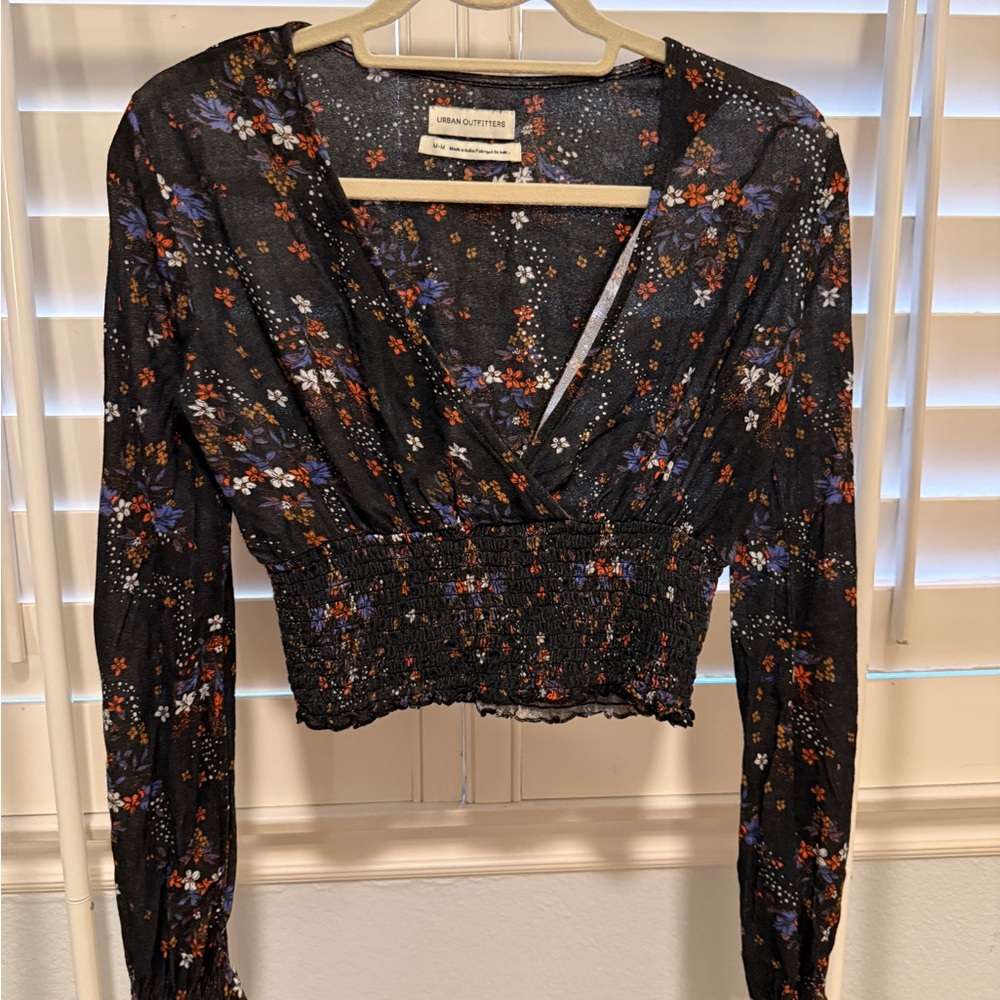 Urban Outfitters Black Floral Blouse